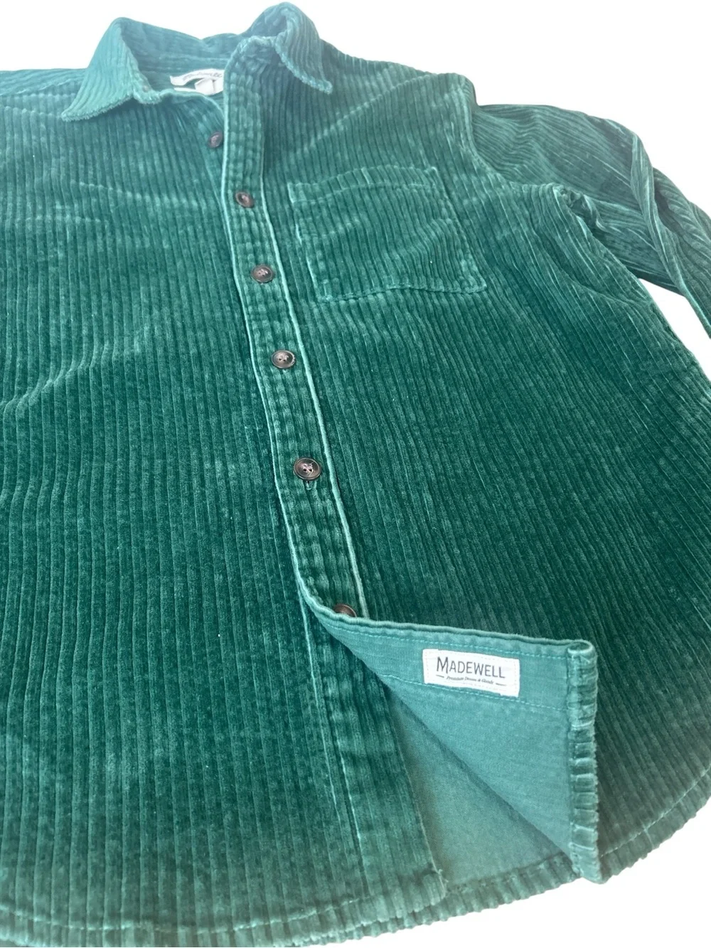 Madewell women Green Corduroy Button-Down Shirt - Picture 4 of 9
